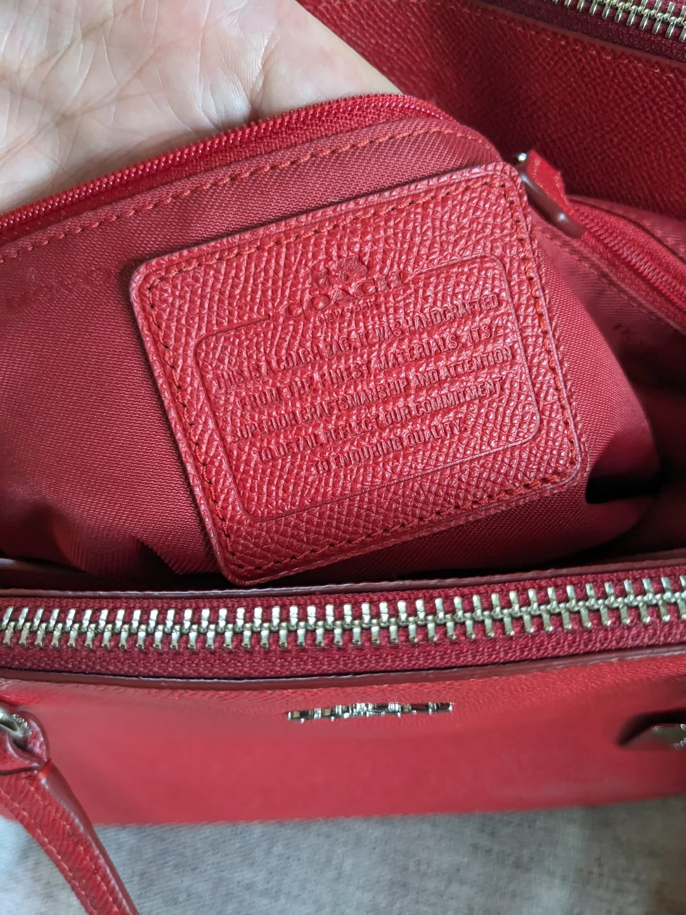 Coach Red Leather Satchel with Tag and Dual Handles